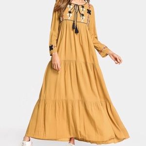 Mustard boho dress